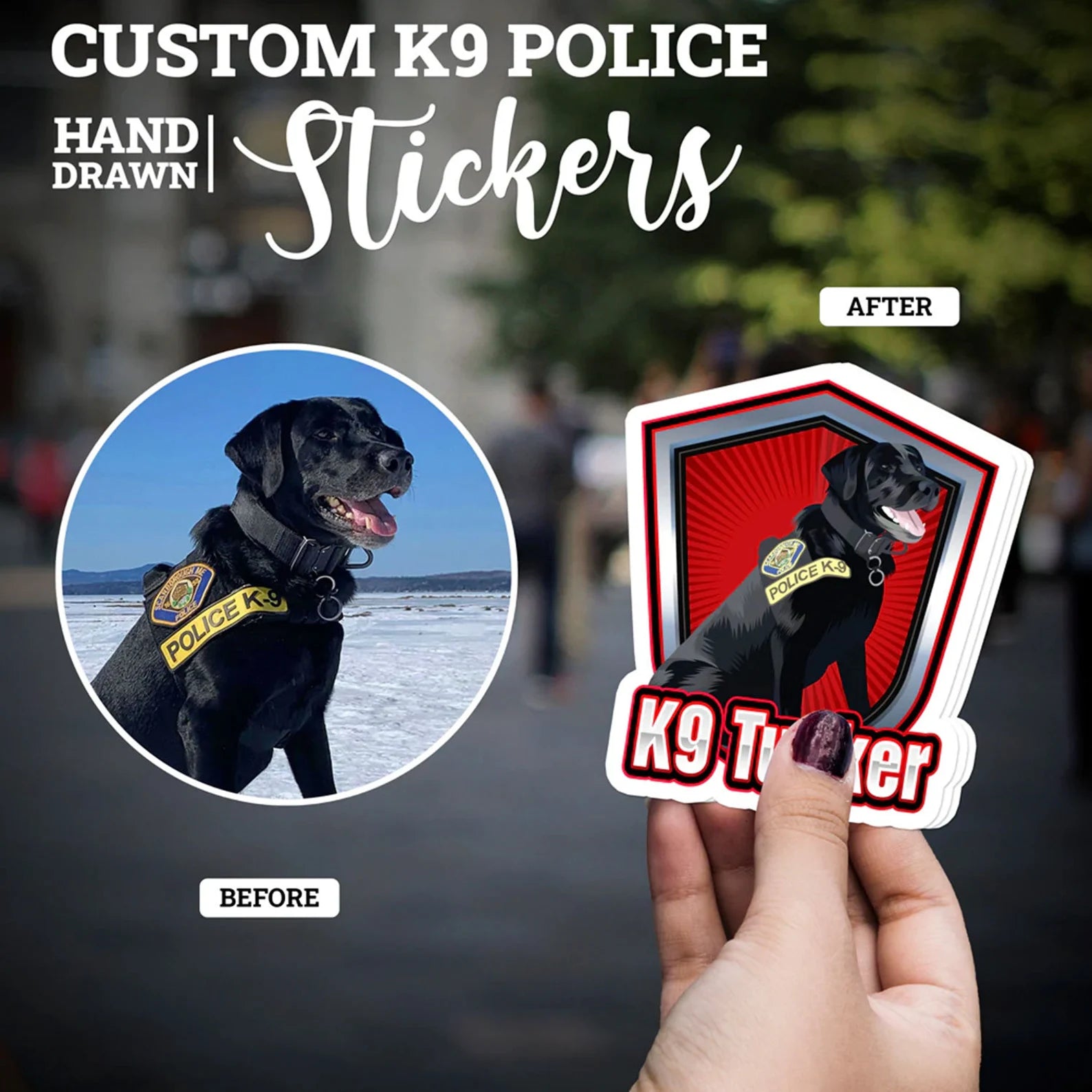 Turn Your K9 Photos into Hand Drawn Stickers