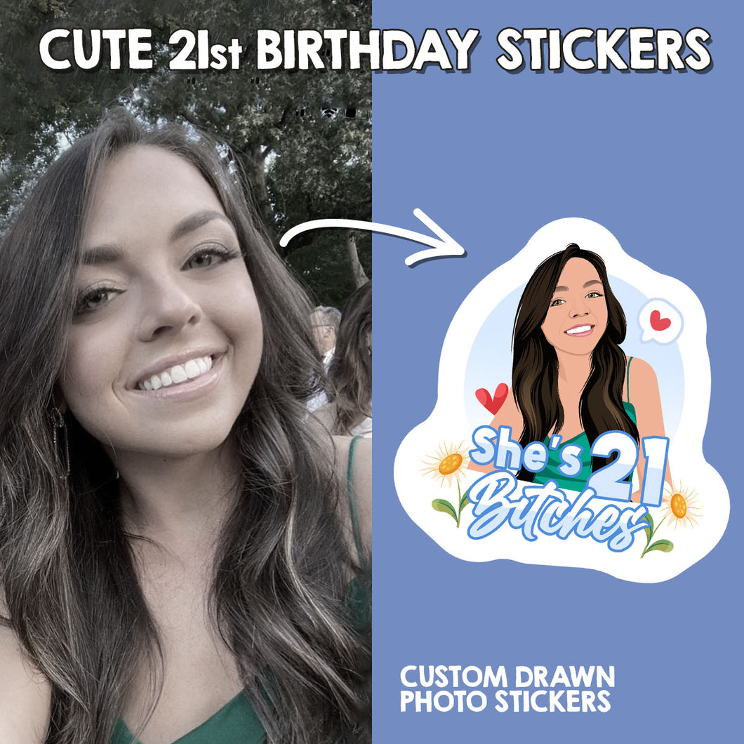 Cute 21st Birthday Stickers